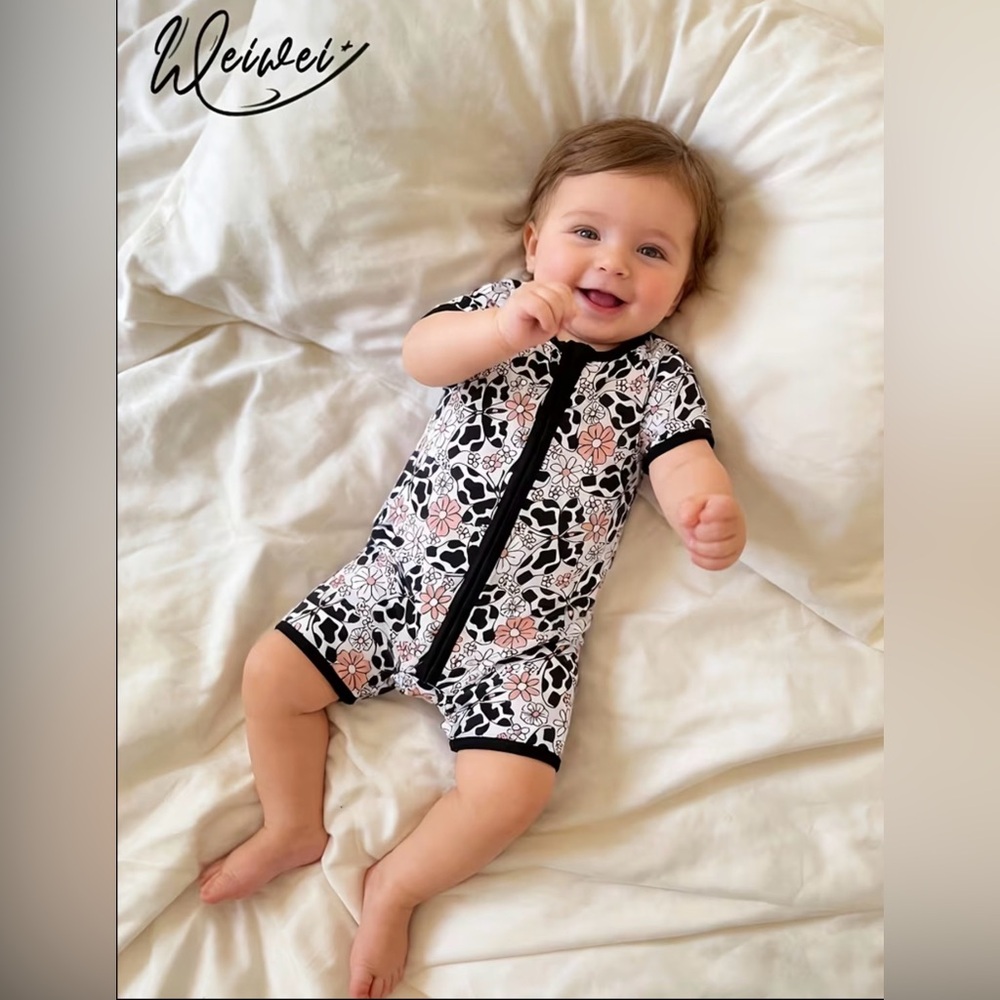 🥰 NEW 1pc Baby Girl Romper Soft Bamboo Fabric Y2K Zipper Butterfly Print.